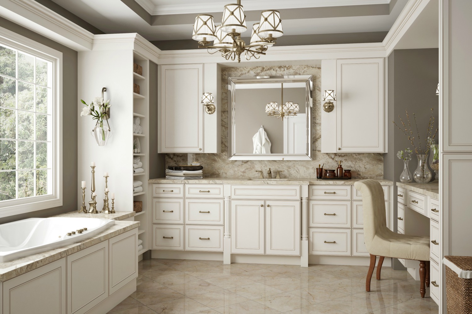 Brantley Antique White Glaze Ready To Assemble Kitchen Cabinets