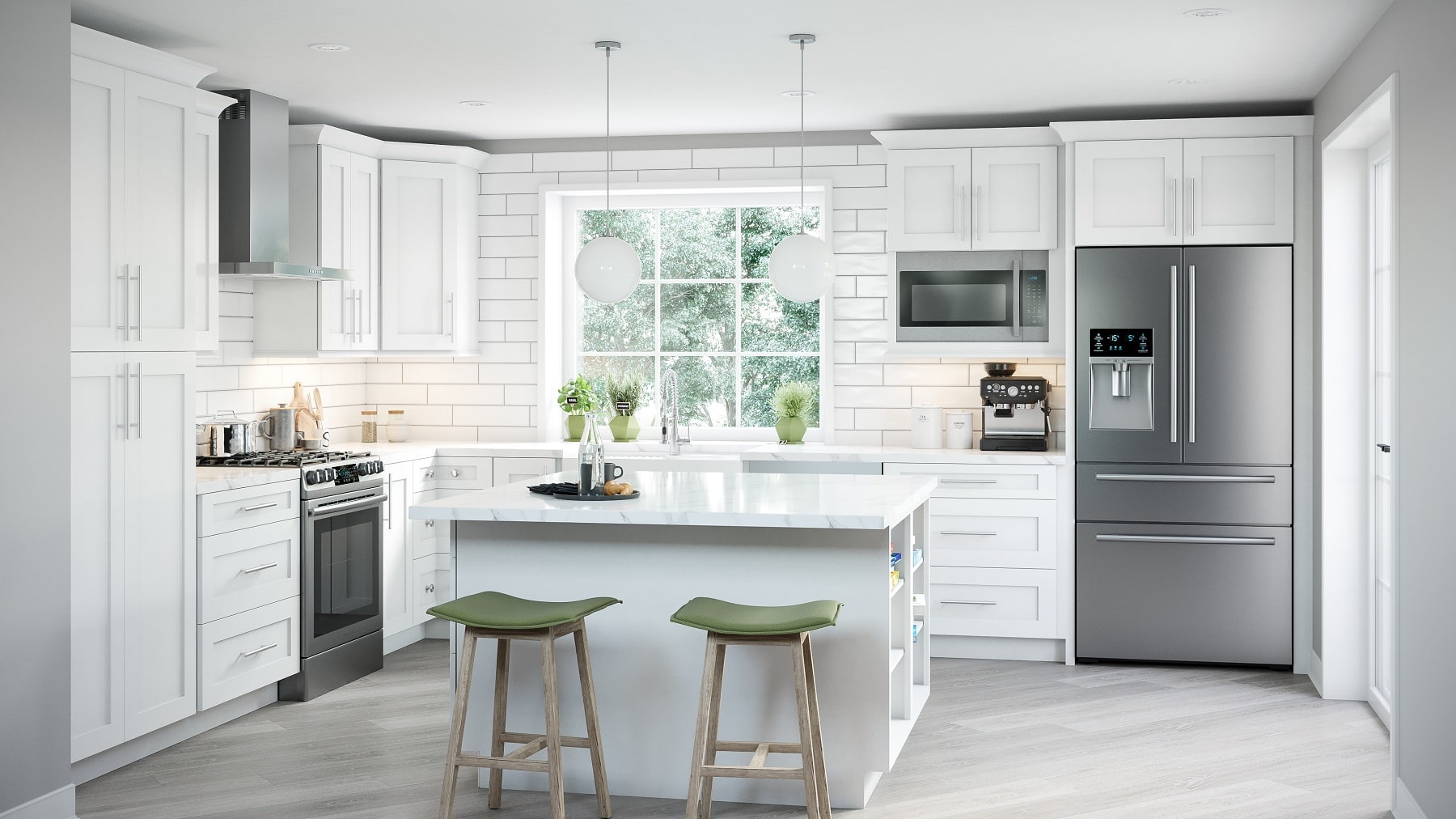 White Shaker Style RTA Kitchen Cabinets