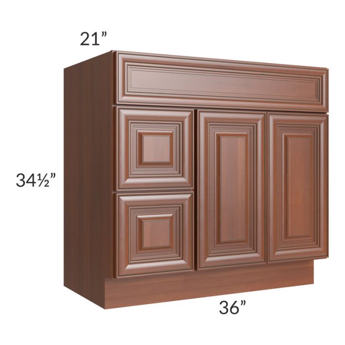 Phoenix Caramel Glaze 36x21 Vanity Sink Base Cabinet (Doors on Right)