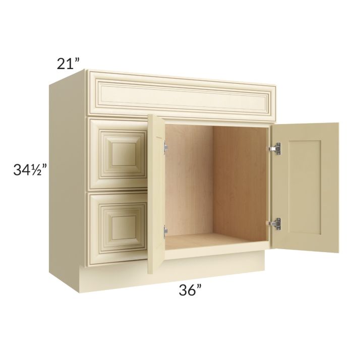 Phoenix Cream Glaze 36x21 Vanity Sink Base Cabinet (Doors on Right)