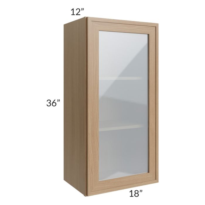 Township Rift Oak 18x36 Wall Glass Door Cabinet