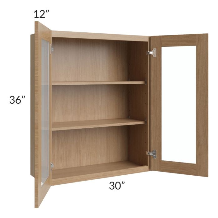 Township Rift Oak 30x36 Wall Glass Door Cabinet