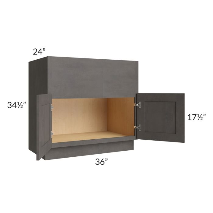 Midtown Dark Grey Shaker 36 Farm Sink Base Cabinet 