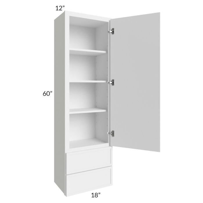 Portland White 18x60 Wall Cabinet With Drawers