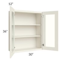 Cambridge Antique White Glaze 30x36 Wall Glass Door Cabinet (Prepped for Glass Doors)