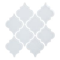 Water Jet Glass Tile in Ornamental Bright White - 9.37" x 9.76"