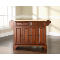 LaFayette Natural Wood Top Kitchen Island in Classic Cherry Finish