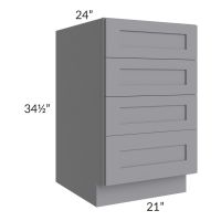 Graphite Grey Shaker 21" 4-Drawer Base Cabinet