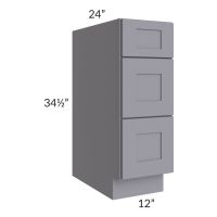 Graphite Grey Shaker 12" 3-Drawer Base Cabinet