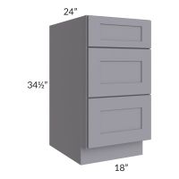 Graphite Grey Shaker 18" 3-Drawer Base Cabinet