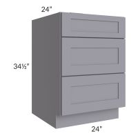 Graphite Grey Shaker 24" 3-Drawer Base Cabinet 