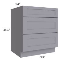 Graphite Grey Shaker 30" 3-Drawer Base Cabinet