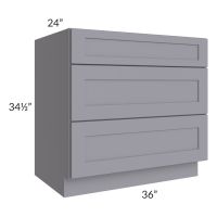 Graphite Grey Shaker 36" 3-Drawer Base Cabinet