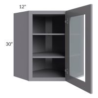 Graphite Grey Shaker 24x30 Wall Diagonal Corner Cabinet (Prepped for Glass Doors)