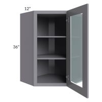 Graphite Grey Shaker 24x36 Wall Diagonal Corner Cabinet (Prepped for Glass Doors)