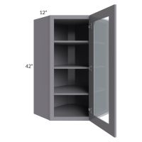Graphite Grey Shaker 24x42 Wall Diagonal Corner Cabinet (Prepped for Glass Doors)
