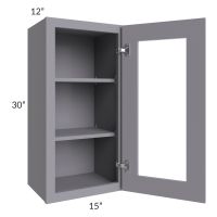 Graphite Grey Shaker 15x30 Wall Glass Door Cabinet (Prepped for Glass Doors)