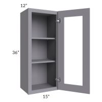 Graphite Grey Shaker 15x36 Wall Glass Door Cabinet (Prepped for Glass Doors)