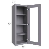 Graphite Grey Shaker 15x42 Wall Glass Door Cabinet (Prepped for Glass Doors)