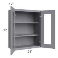 Graphite Grey Shaker 24x30 Wall Glass Door Cabinet (Prepped for Glass Doors)