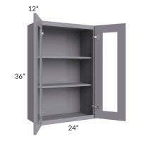Graphite Grey Shaker 24x36 Wall Glass Door Cabinet (Prepped for Glass Doors)