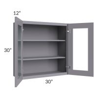 Graphite Grey Shaker 30x30 Wall Glass Door Cabinet (Prepped for Glass Doors)