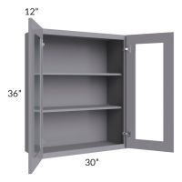 Graphite Grey Shaker 30x36 Wall Glass Door Cabinet (Prepped for Glass Doors)