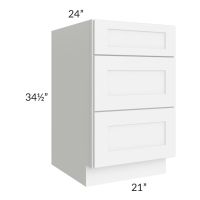 Brilliant White Shaker 21" 3-Drawer Base Cabinet