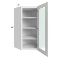 Brilliant White Shaker 24x42 Wall Diagonal Corner Cabinet (Prepped for Glass Doors)