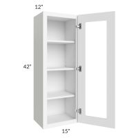 Brilliant White Shaker 15x42 Wall Glass Door Cabinet (Prepped for Glass Doors)