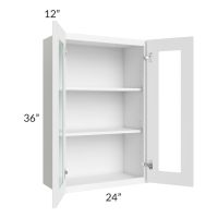 Brilliant White Shaker 24x36 Wall Glass Door Cabinet (Prepped for Glass Doors)