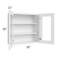 Brilliant White Shaker 30x30 Wall Glass Door Cabinet (Prepped for Glass Doors)