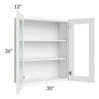 Brilliant White Shaker 30x36 Wall Glass Door Cabinet (Prepped for Glass Doors)