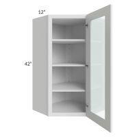 Lakewood White 24x42 Wall Diagonal Corner Cabinet (Prepped for Glass Doors)