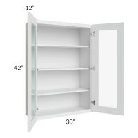 Lakewood White 30x42 Wall Glass Door Cabinet (Prepped for Glass Doors)