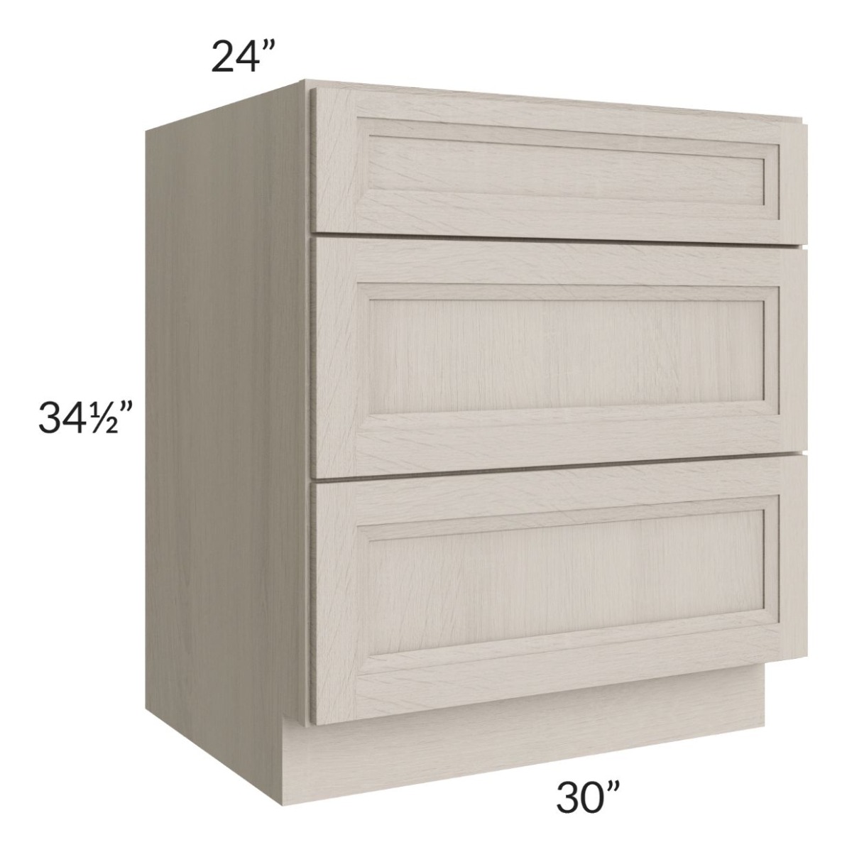 Kitchen Drawer Base Cabinet | Unfinished Poplar | Shaker Style | 30 in | 3  Drawer